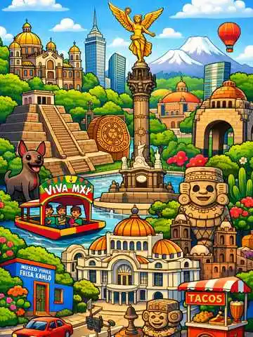 Mexico City illustration — Estadio Azteca